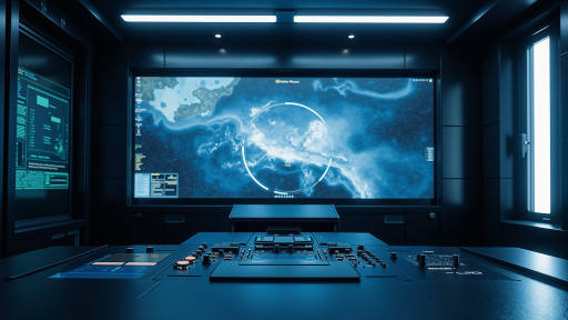 策略游戏界面，显示俯视角战场地图，多个单位在网格状地形上移动，界面包含资源管理面板和技能图标